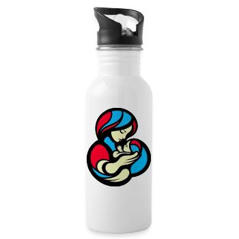 Mother and Child Color Block Style - Water bottle with straw - white - Right