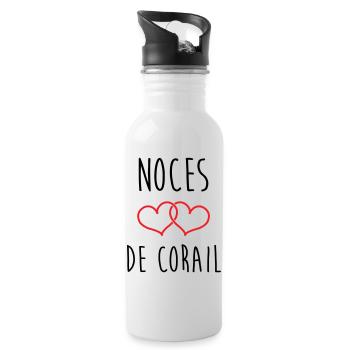 Noces de Corail 11 ans de mariage - Gourde avec paille intégrée - blanc - Droite