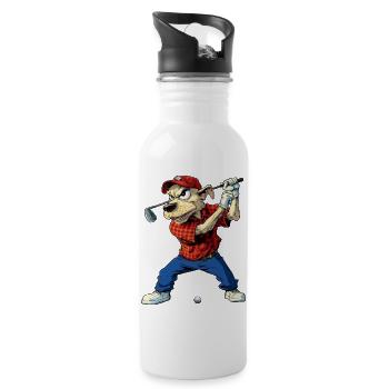 Hunde Golf - Trinkflasche mit integriertem Trinkhalm - Weiß - Rechts
