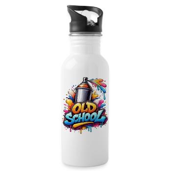 Old School Graffiti Spray Burst - Water bottle with straw - white - Right