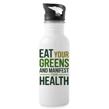 Naturopath Eat Your Greens Manifest Health Pro  - Water bottle with straw - white - Right