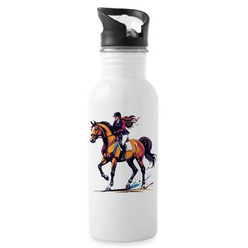 Color Explosion Equestrian Prancing Horse Rider - Water bottle with straw - white - Right