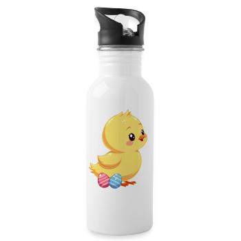 Chicks at Easter - Water bottle with straw - white - Right