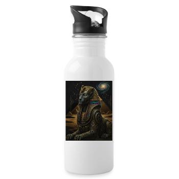 Kosmischer Anubis Sphinx in Gold - Trinkflasche mit integriertem Trinkhalm - Weiß - Rechts