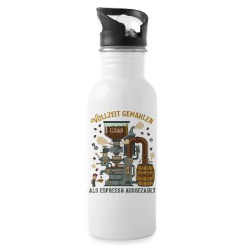 Full-time ground paid out as espresso - Water bottle with straw - white - Right