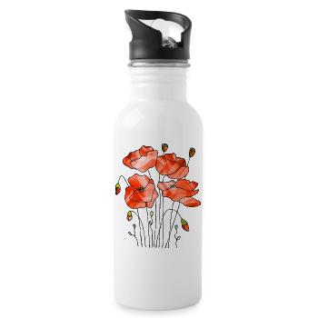 Fleur - Gourde avec paille intégrée - blanc - Droite