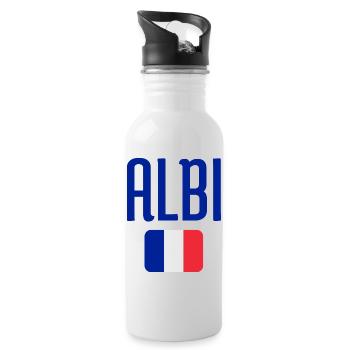 Albi France Flag Emblem - Water bottle with straw - white - Right