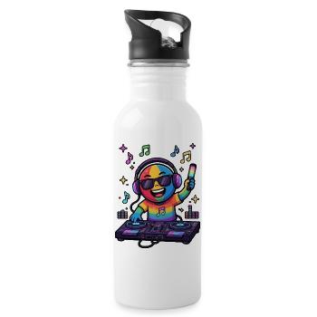 Émoticon Rainbow DJ - Gourde avec paille intégrée - blanc - Droite