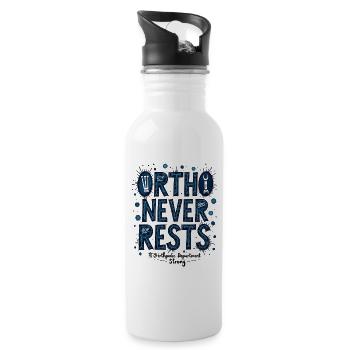 Ortho Never Restless: Blue Bacteria Typography - Water bottle with straw - white - Right