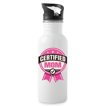 Zertifizierte Mutter – Humorvoller Vater-Design - Trinkflasche mit integriertem Trinkhalm - Weiß - Rechts