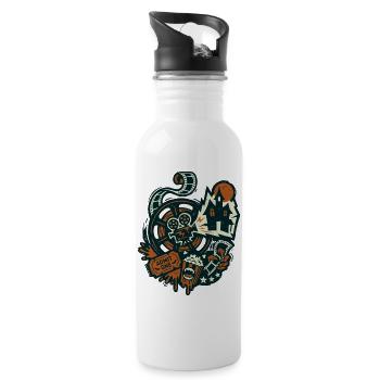 Horror Kino Retro Film Design - Trinkflasche mit integriertem Trinkhalm - Weiß - Rechts