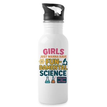 Girls Can Do Anything – Women in STEM Shirt - Water bottle with straw - white - Right