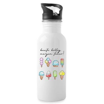 Farbige Eiskunst Eiscreme Motive - Trinkflasche mit integriertem Trinkhalm - Weiß - Rechts