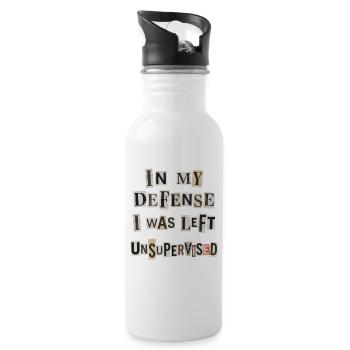 Unattended in my defense - Water bottle with straw - white - Right