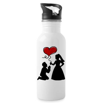 Brautpaar Ehepaar Hochzeit - Trinkflasche mit integriertem Trinkhalm - Weiß - Rechts
