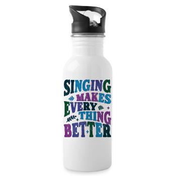 Singing makes everything better color - Trinkflasche mit integriertem Trinkhalm - Weiß - Rechts