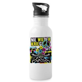 Spruch Gegen Krieg Für Frieden - Trinkflasche mit integriertem Trinkhalm - Weiß - Rechts