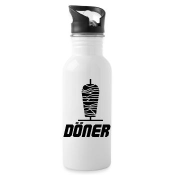 Döner Kebab - Trinkflasche mit integriertem Trinkhalm - Weiß - Rechts