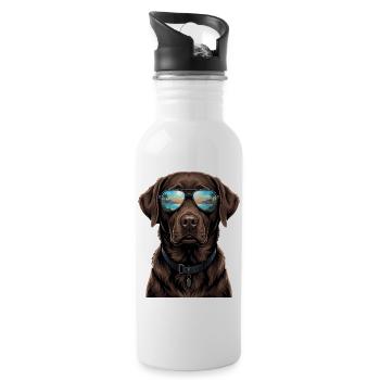 Chien Labrador Retriever - Gourde avec paille intégrée - blanc - Droite