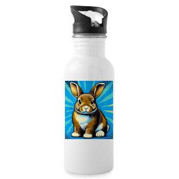 lapin - Gourde avec paille intégrée - blanc - Droite