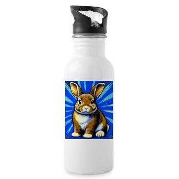 Kaninchen - Trinkflasche mit integriertem Trinkhalm - Weiß - Rechts