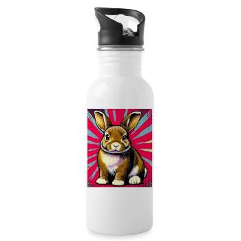 Kaninchen - Trinkflasche mit integriertem Trinkhalm - Weiß - Rechts