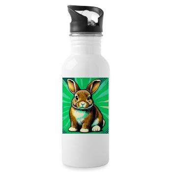 Kaninchen - Trinkflasche mit integriertem Trinkhalm - Weiß - Rechts