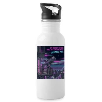 Astronomie Humor Grauer Pixel Galaxie - Trinkflasche mit integriertem Trinkhalm - Weiß - Rechts
