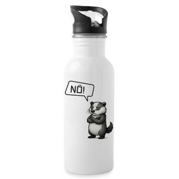 Dachs sagt NÖ! – Sturheit im Retro-Stil - Trinkflasche mit integriertem Trinkhalm - Weiß - Rechts