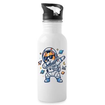 Dabbing Corgi Astronaut Funny Space Dog - Water bottle with straw - white - Right