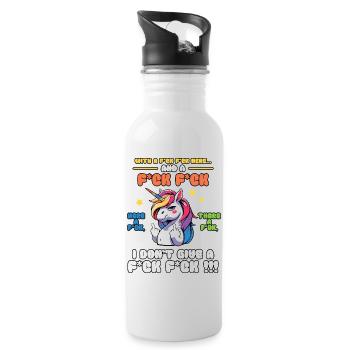 Colorful Unicorn with Cheeky Saying Old Mcdonald - Water bottle with straw - white - Right