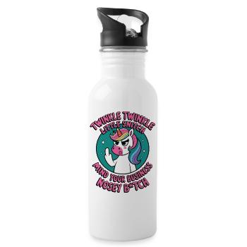 Naughty Unicorn with Saying Nosey B*tch Snitch - Water bottle with straw - white - Right
