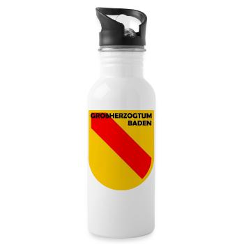 Heraldik Schild Baden Emblem - Trinkflasche mit integriertem Trinkhalm - Weiß - Rechts