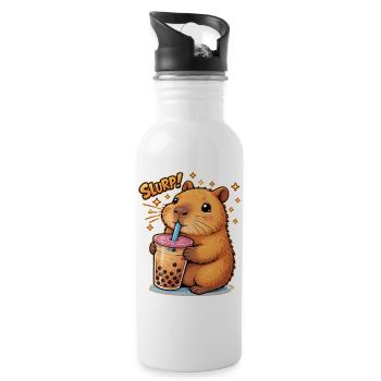 Capybara Bubble Tea - Trinkflasche mit integriertem Trinkhalm - Weiß - Rechts