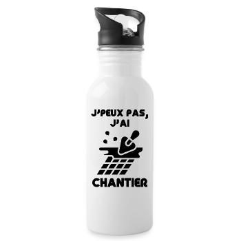 Je peux pas j'ai chantier  - Gourde avec paille intégrée - blanc - Droite
