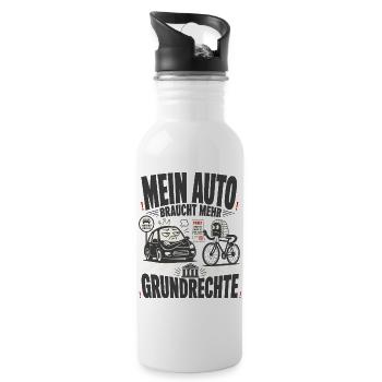 Mein Auto braucht mehr Grundrechte - Trinkflasche mit integriertem Trinkhalm - Weiß - Rechts