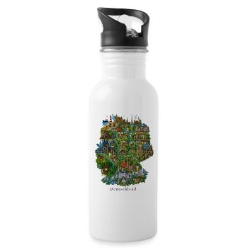 Deutschland Illustration mit Wahrzeichen - Trinkflasche mit integriertem Trinkhalm - Weiß - Rechts