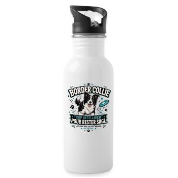 Border Collie Trop Intelligent Pour Rester Sage - Gourde avec paille intégrée - blanc - Droite
