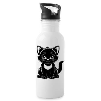Chat mignon - Gourde avec paille intégrée - blanc - Droite