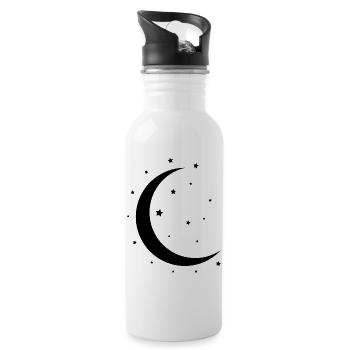 Crescent Moon and Stars - Water bottle with straw - white - Right