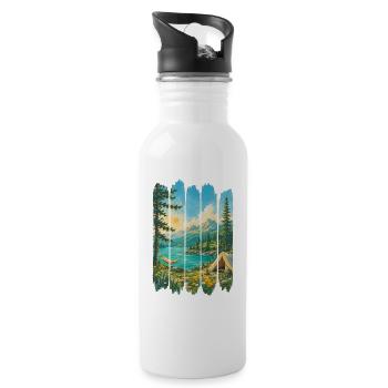 Panneaux Nature: Lac et Montagnes - Gourde avec paille intégrée - blanc - Droite