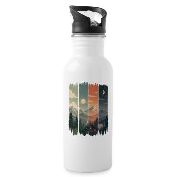 Waldschilder: Berge und Hütten - Trinkflasche mit integriertem Trinkhalm - Weiß - Rechts
