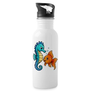 Underwater Friends Seahorses - Water bottle with straw - white - Right
