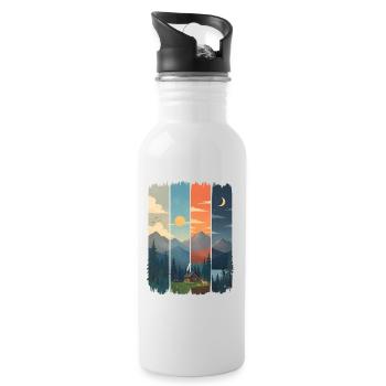 Horizonte in vier Gebirgstafeln - Trinkflasche mit integriertem Trinkhalm - Weiß - Rechts