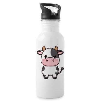 Drôle de vache T-shirt cadeau fermier - Gourde avec paille intégrée - blanc - Droite