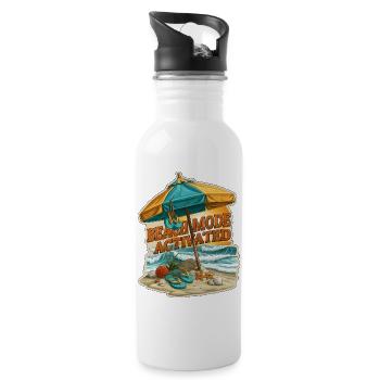 Strandmodus aktivierter Sommerurlaubsschirm - Trinkflasche mit integriertem Trinkhalm - Weiß - Rechts
