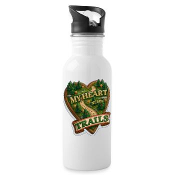 Mein Herz braucht Wanderwege, Natur, Wandern, Wildnis. - Trinkflasche mit integriertem Trinkhalm - Weiß - Rechts
