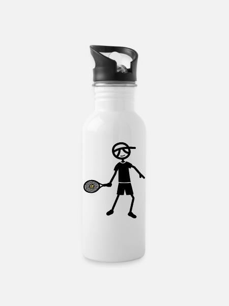Tennis forehand - Water bottle with straw - white