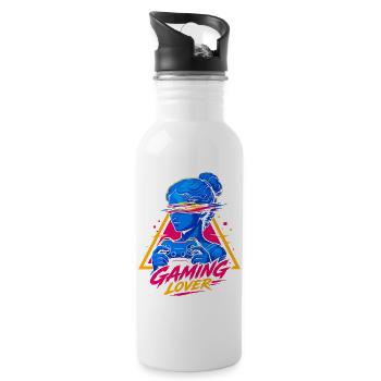 Gaming Lover Girl Retro - Trinkflasche mit integriertem Trinkhalm - Weiß - Rechts