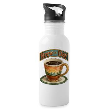 Brew the Day Sunrise Landscape Mug - Water bottle with straw - white - Right